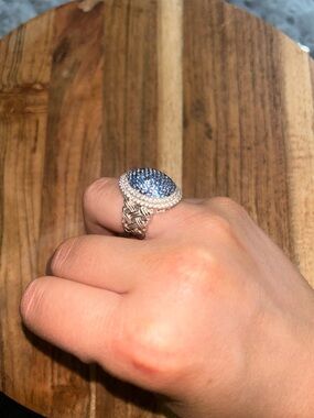 Silver Blue Pavé Dome Ring